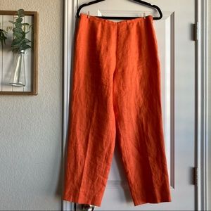 vibrant orange 100% linen Talbots pants